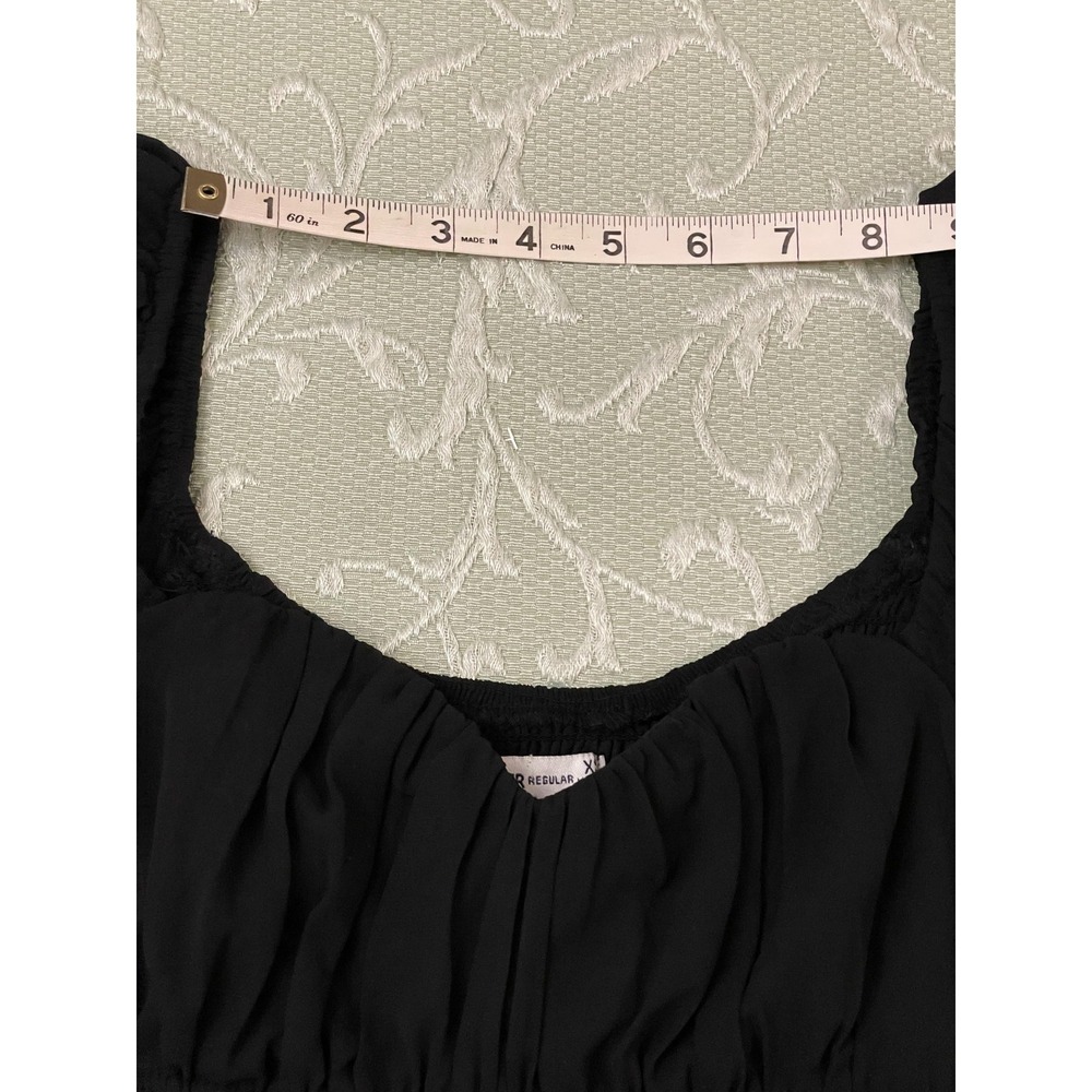 Hollister Dress Womens XS Black Puff Sleeve Smocked Babydoll Mini Ruffle Hem - Picture 8 of 16